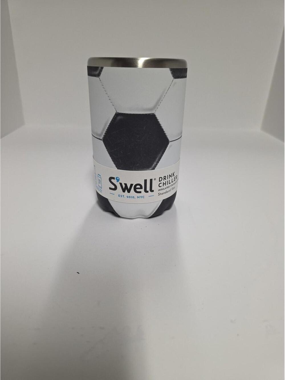 NEW Swell Insulated Stainless Steel Drink Chiller 12oz Can Bottles Soccer Koozie